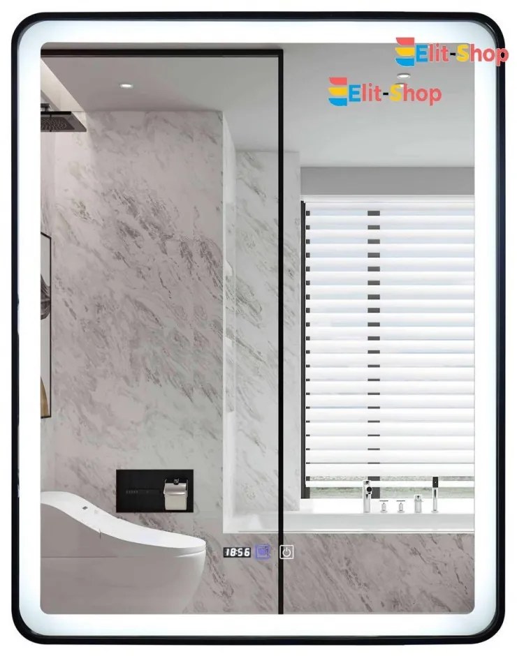 Oglinda Baie cu Led, 60x90 cm, Functie dezaburire, Ceas si Termometru, Elit's esn36