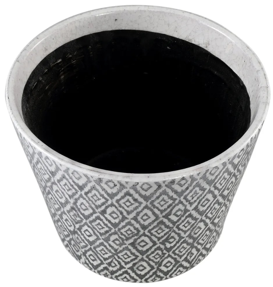 Ghiveci rotund din ceramica BEIRE, alb-negru Marime: L