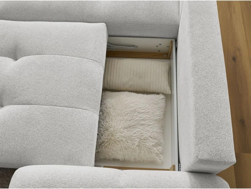 Colțar gri deschis extensibil/cu spațiu de depozitare cu tapițerie din chenille (cu colț pe partea stângă/cu șezlong) Roxelane – Bobochic Paris