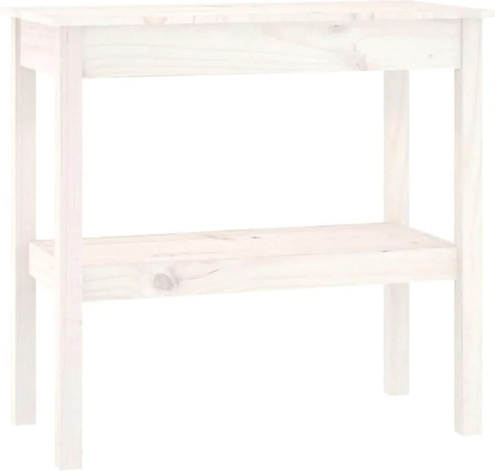vidaXL Masă consolă, alb, 80x40x75 cm, lemn masiv de pin