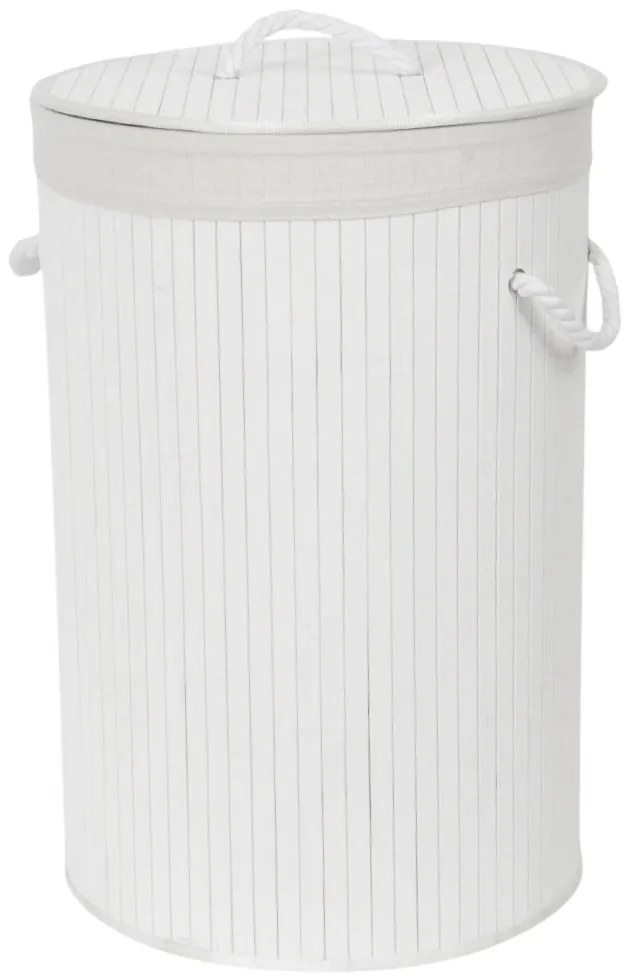Compactor Coș pentru rufe murdare Bamboo rotund, alb