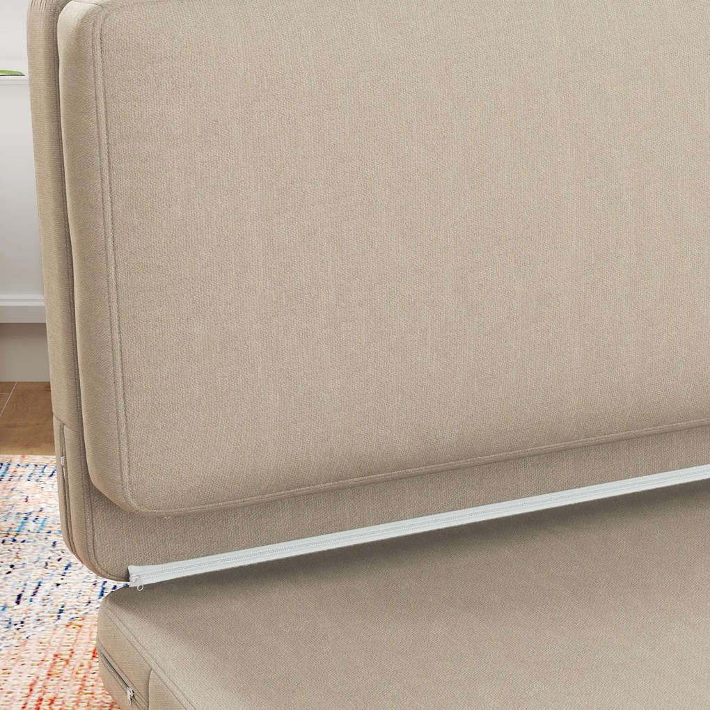 HOMCOM 2-in-1 canapea relaxanta pliabila, saltea pentru oaspeti, separabila, latime de 120 cm, Bej | Aosom Romania