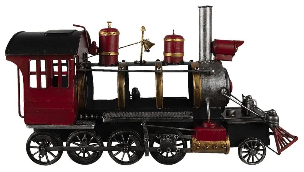 Macheta Locomotiva Retro din metal rosu argintiu 42x13x23 cm