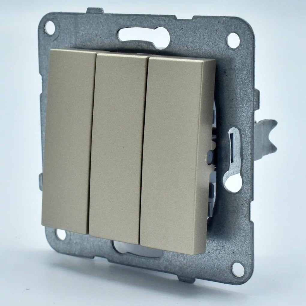Intrerupator triplu, 10A, IP20, Bronz, Panasonic Arkedia Slim/Karre Plus