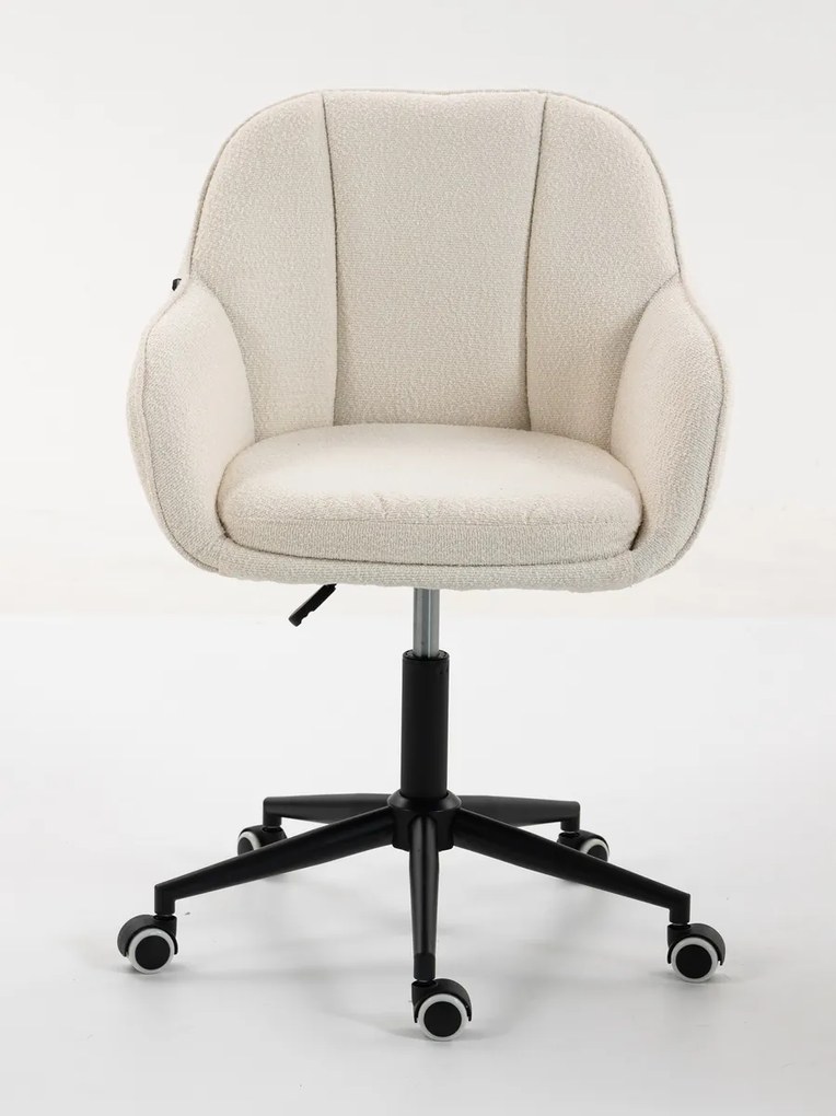 HR2055K Scaun Crem din Boucle cu Bază Neagră