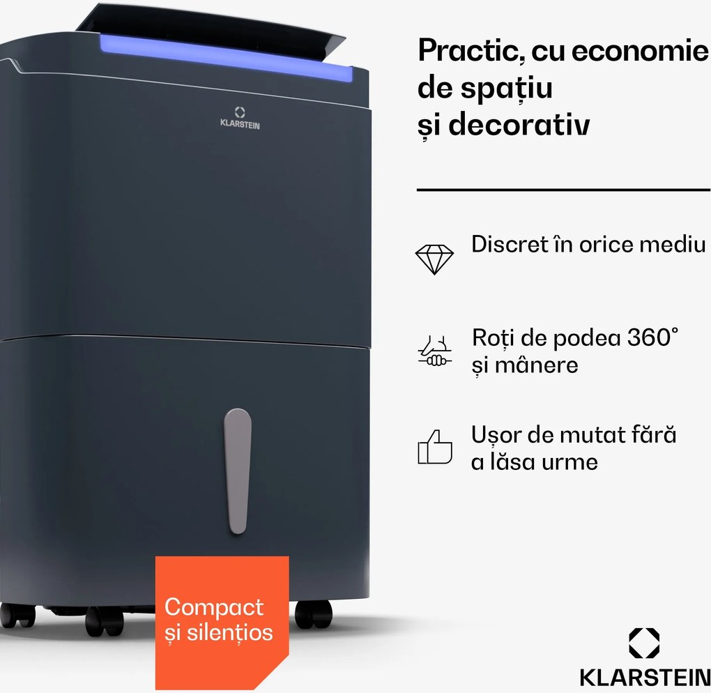 Klarstein DryFy Connect 50 Smart, Dezumidificator, WiFi, Compresie, 50l/zi, 45-55m²
