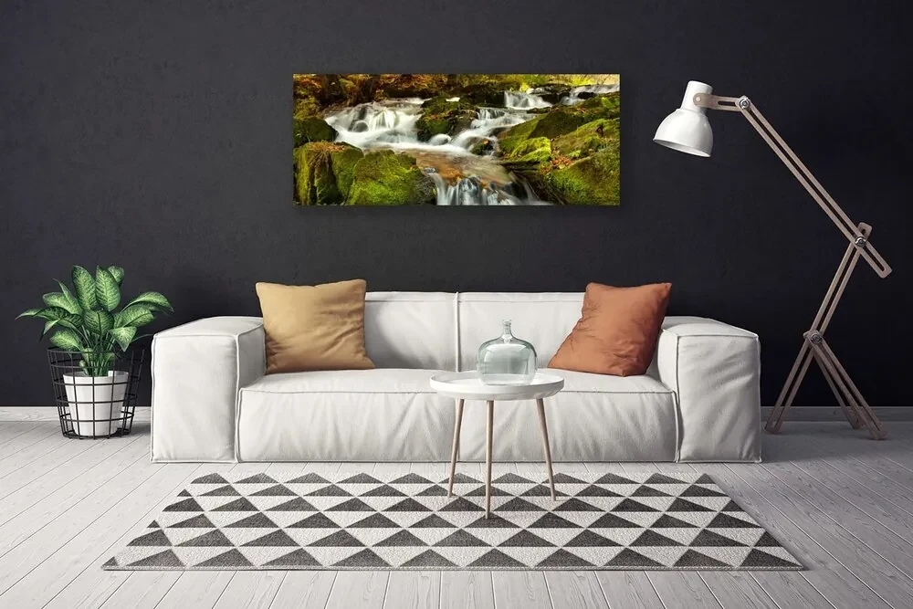 Tablou pe panza canvas Cascada Rocks Natura Alb Verde