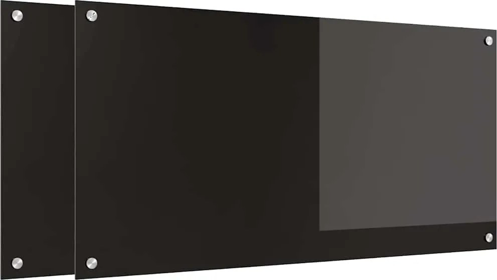 vidaXL Panou de bucătărie 2 pcs Negru 100 x 50 cm sticlă securizată