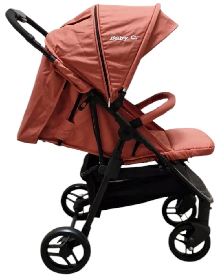 Carucior nou nascuti 2 in 1 BABY CARE™ PRO YK78, Pozitie somn, Spatar reglabil in 7 trepte, Frana picior, Pliabil, Portocaliu Gold