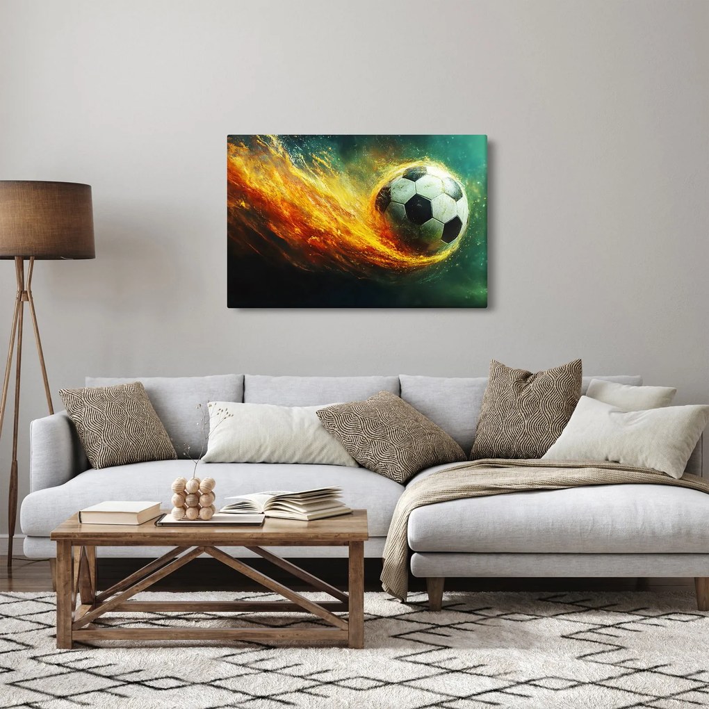 Tablou - Minge de Fotbal în Zbor (90x60 cm)