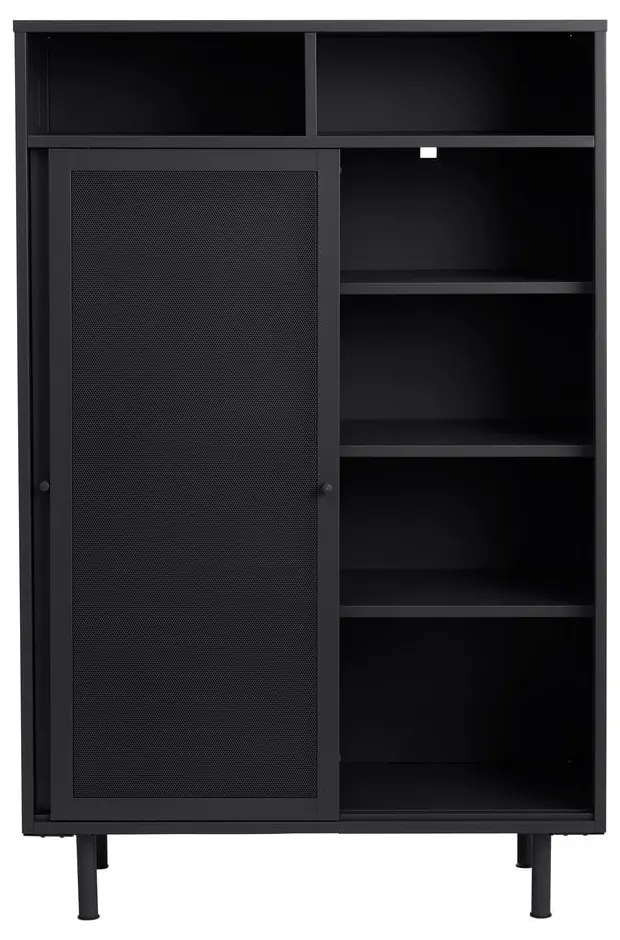 Dulap negru din metal cu ușă glisantă 90x140x40 cm Veep – Unique Furniture