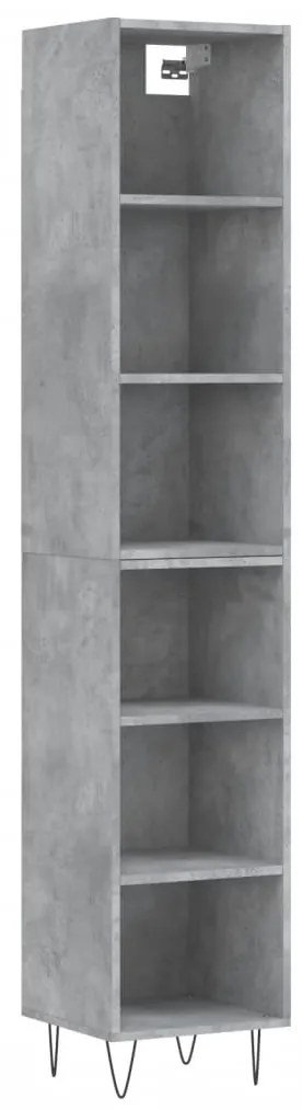 3189825 vidaXL Dulap înalt, gri beton, 34,5x32,5x180 cm, lemn prelucrat