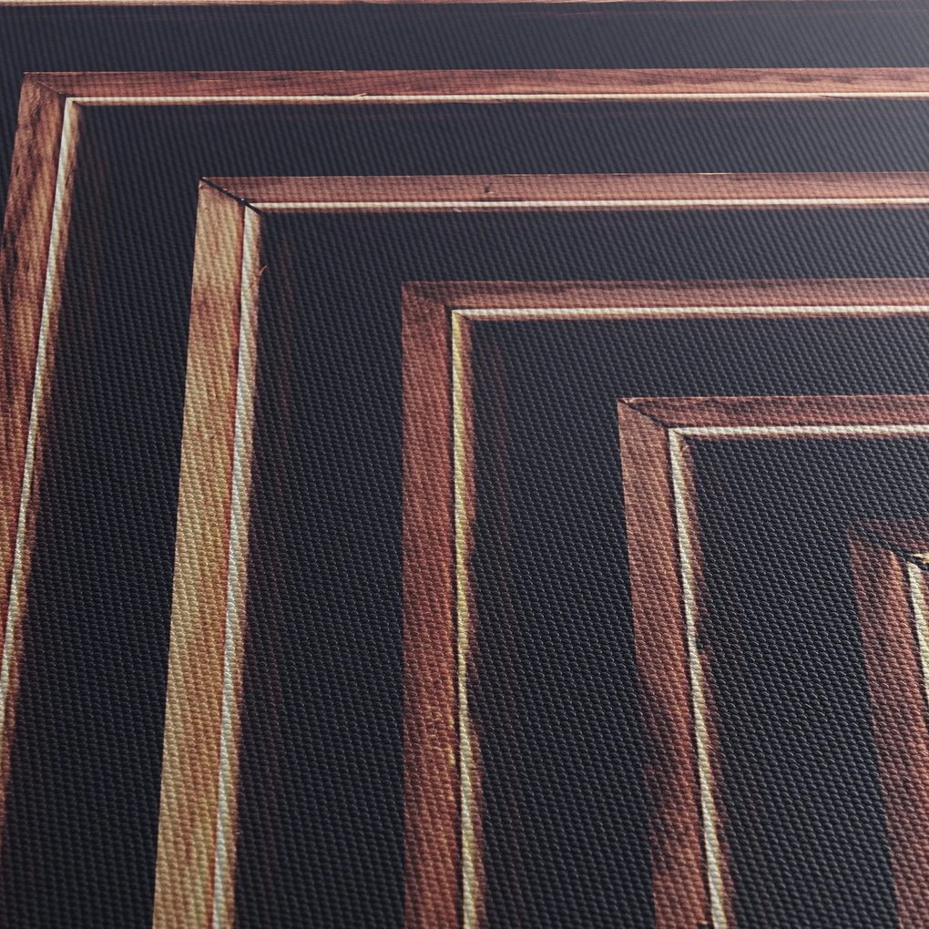 Tablou - Motiv de lemn pe fond negru (cu ceas) (90x30 cm)