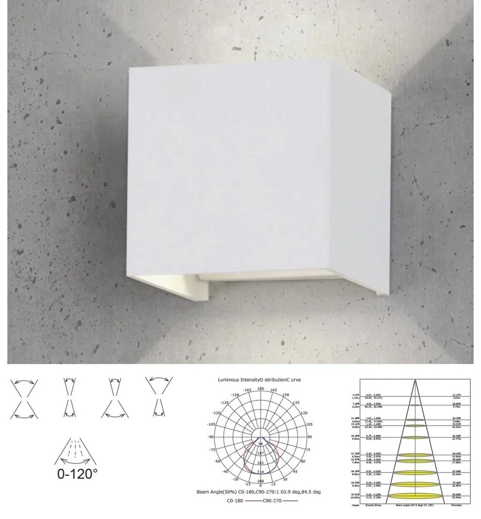 Aplica LED de perete iluminat exterior ambiental IP54 DAVOS corten