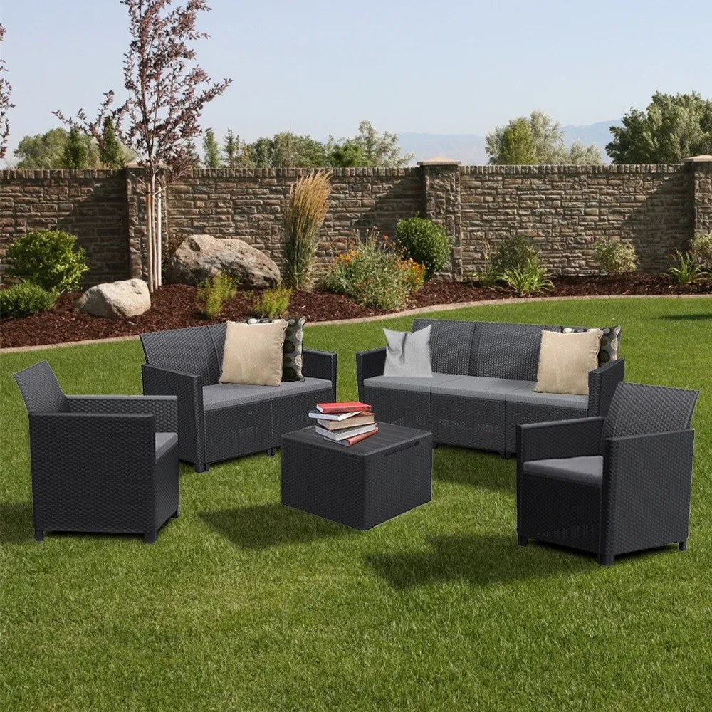 Set mobilier de grădină Claire cu 7 locuri, grafit