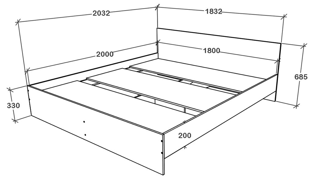 Pat Remi, 200 x 180 cm, Stejar Sonoma