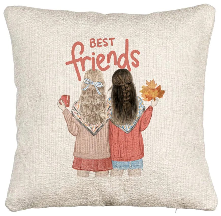 Perna Decorativa Canapea, Model Best Friends, 40x40 cm, Cu fermoar