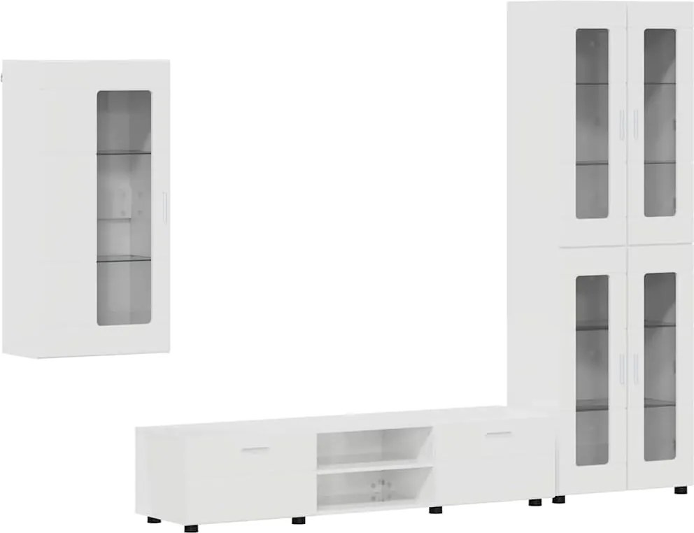 vidaXL Set comodă TV cu sertar cu raft FLORIN Alb lucios Lemn compozit