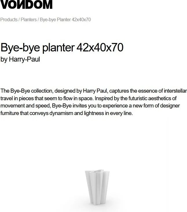 Ghiveci de flori / Jardiniera plante design decorativ modern pentru amenajari interioare si exterioare, BYE-BYE PLANTER 58003R Vondom