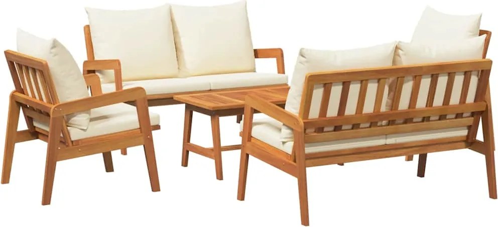 vidaXL Set bistro cu pernă 5 pcs Maro Lemn Solid de Acacia