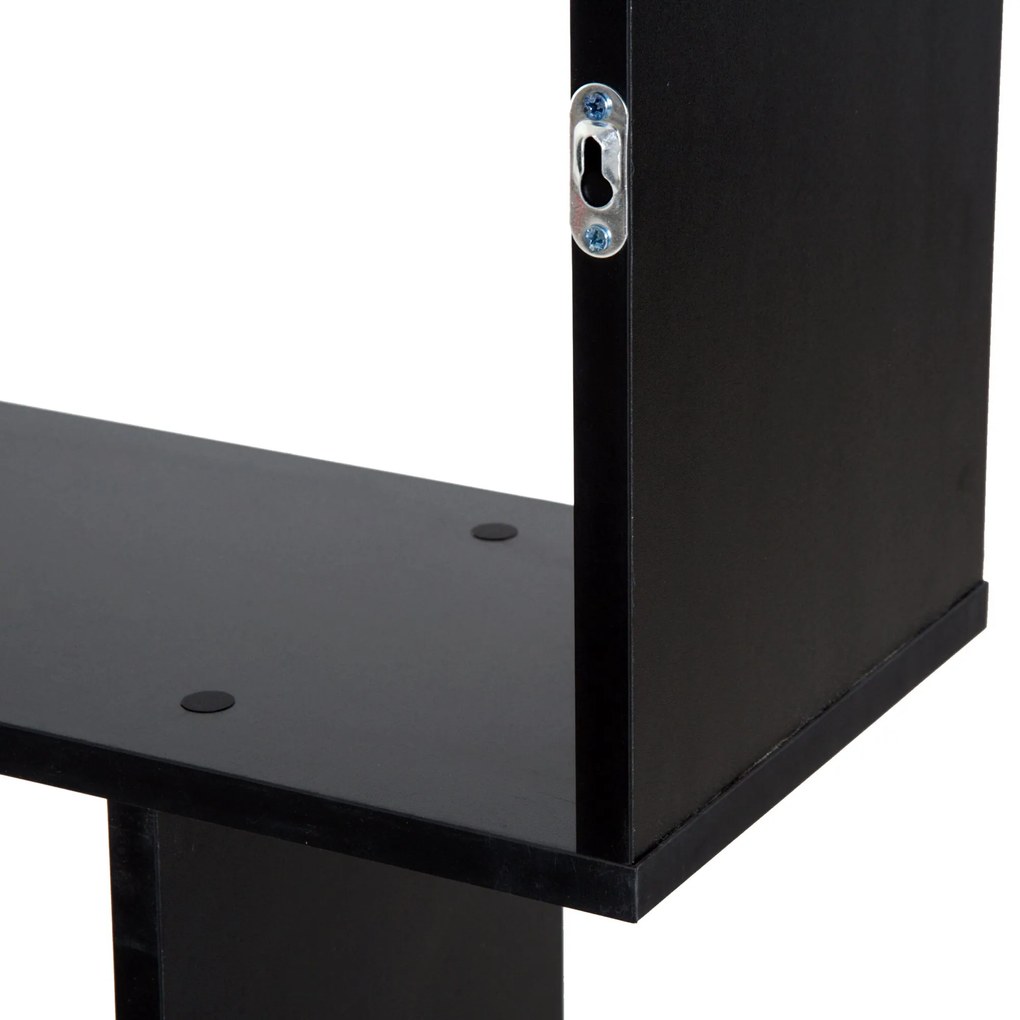 Homcom Librarie Design Modern in Lemn cu 6 Rafturi, Negru, 80x23x192cm