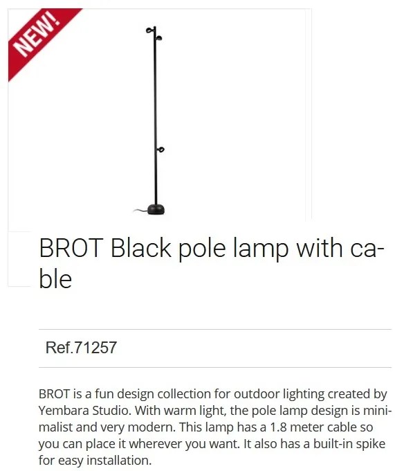 Lampa LED de exterior portabila BROT 3L H-180cm