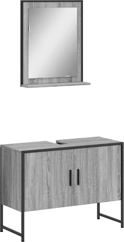 vidaXL Set dulapuri Baie, 2 piese, gri sonoma, lemn prelucrat