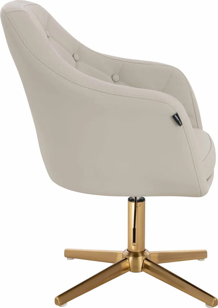 HR831CROSS Scaun Ecru Piele Ecologica Premium Soft cu Bază Aurie