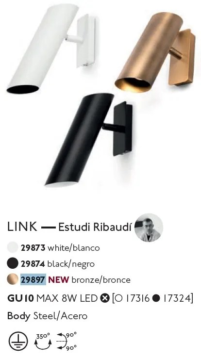Aplica cu 1 spot directionabil LINK Bronze 29897