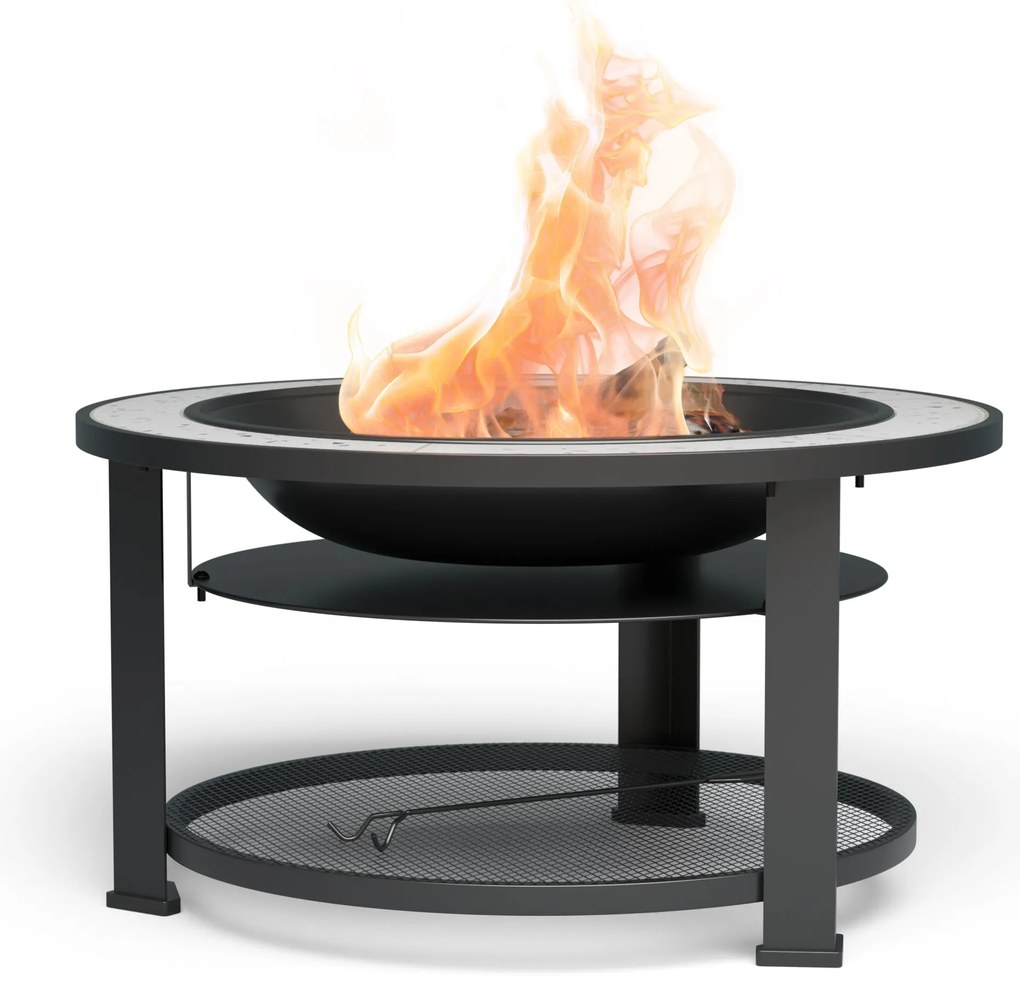 Merano Circolo 3 în 1, șemineu cu funcție grill, poate fi folosit ca masă