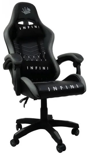 SCAUN DE GAMING, CU PERNA LOMBARA, GRI SI NEGRU, 67X50X126 CM, INFINI FIVE