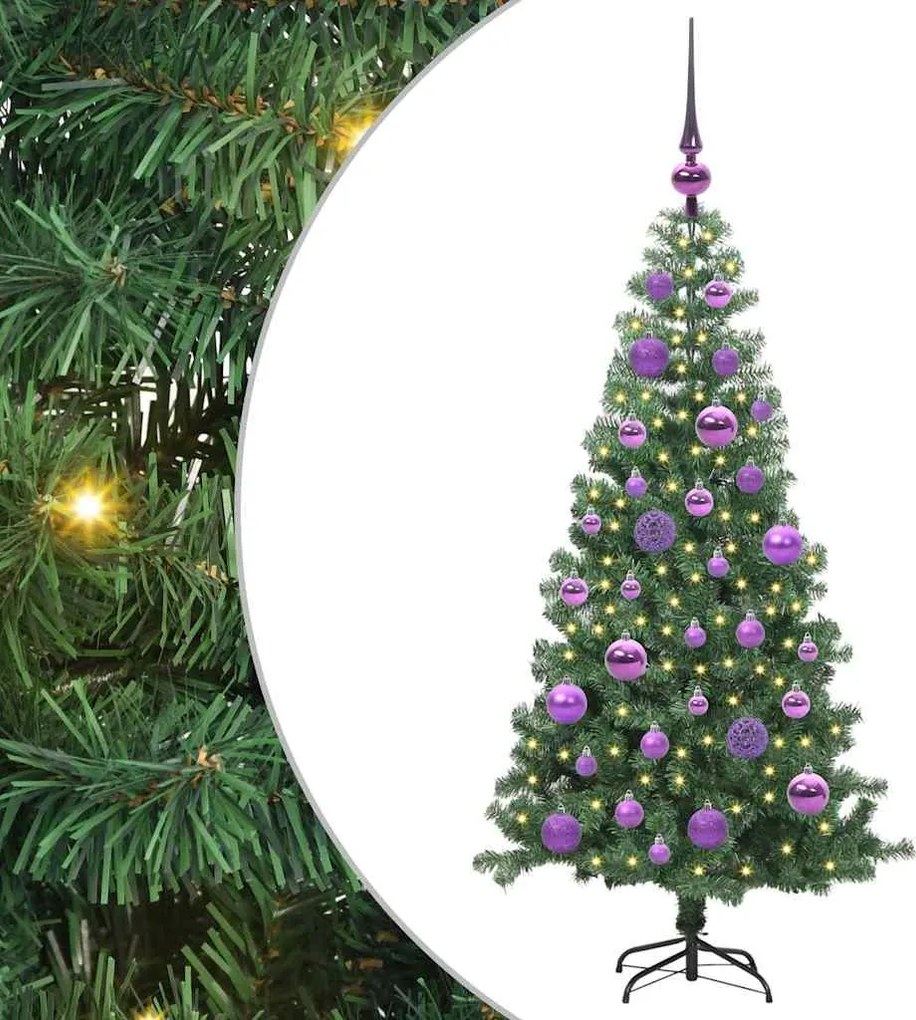 vidaXL Brad de Crăciun cu 150 LED cu suport Verde 120 cm PVC