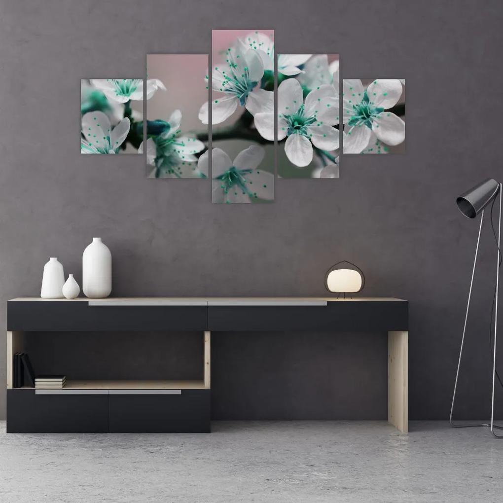 Tablou cu floare - turcoaz (125x70 cm), în 40 de alte dimensiuni noi