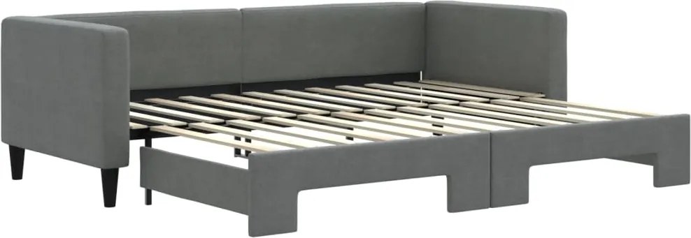 vidaXL Pat de zi cu extensie, gri închis, 80x200 cm, textil