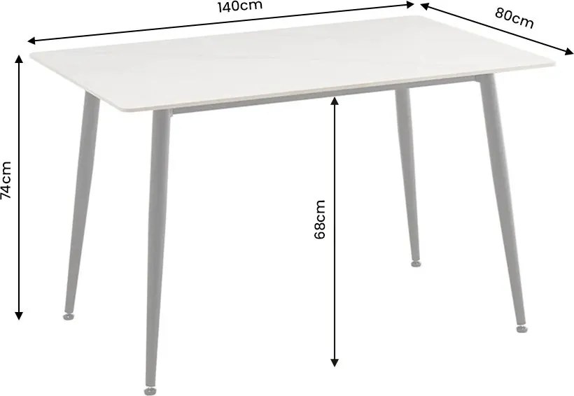 Masa dining cu blat ceramic Milano alb 140x80cm