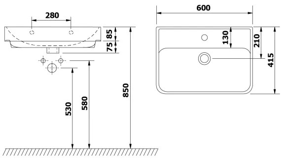 Bruckner - Lavoar încastrat NEON 60x41,5 cm ceramică/alb