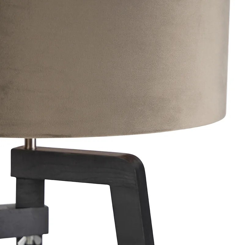 Lampă de podea cu trepied negru cu abajur taupe și auriu 50 cm - Puros