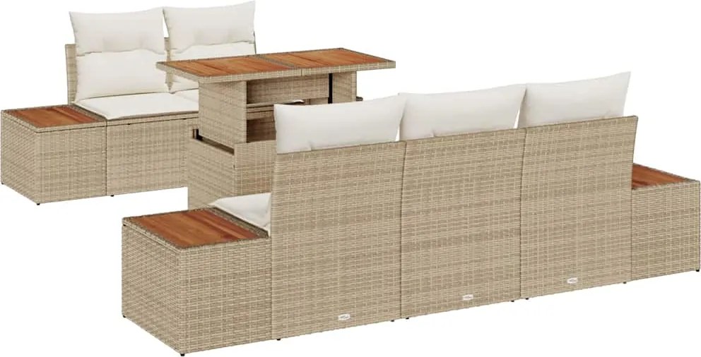 vidaXL Set de canapele pentru grădină 6 pcs Bej Rattan poli