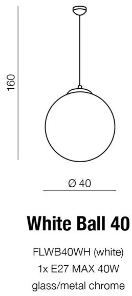 Lustra / Pendul stil modern 40cm Ball alb