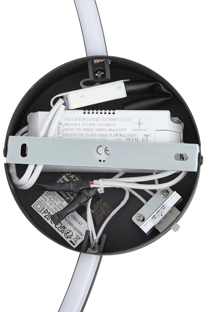 Lampă de perete de designer neagră 67 cm, inclusiv LED, dimabilă în 3 trepte - Anello