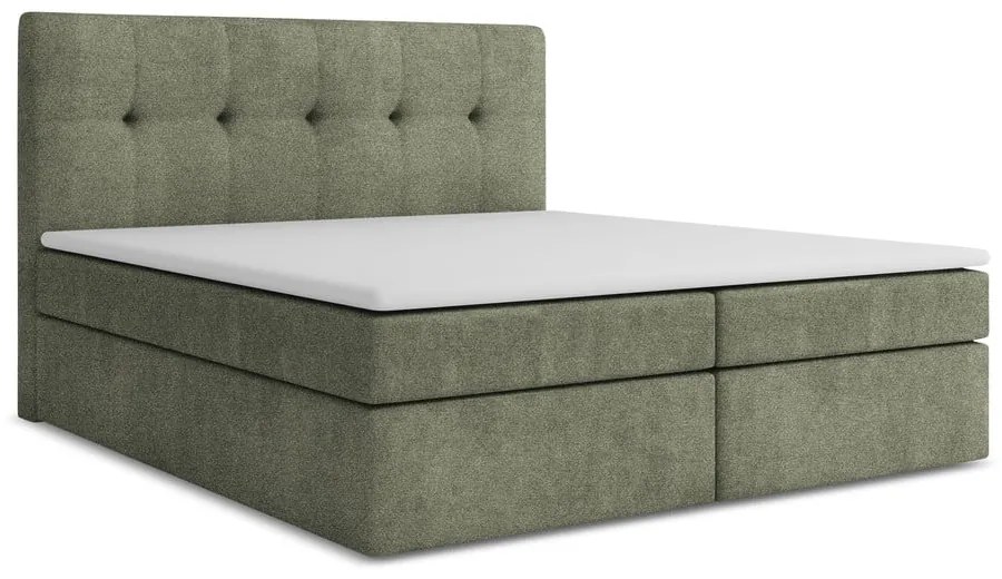 Pat boxspring verde cu spațiu de depozitare 180x200 cm Palta – Makamii