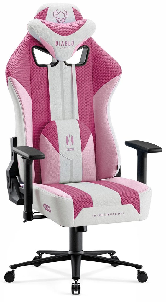 Scaun gaming Diablo X-Player 2.0 din material Normal Size Marshmallow Pink