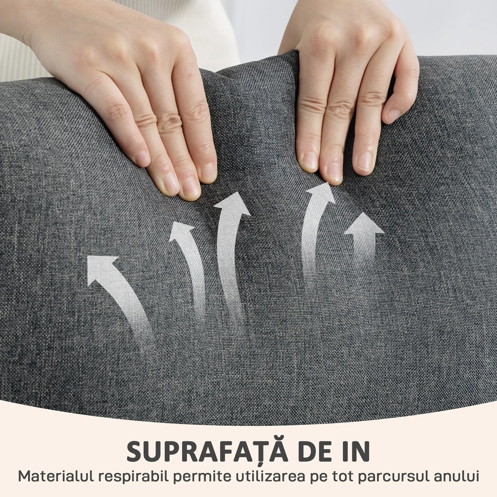 HOMCOM Fotoliu Relax și Reclinabil la 135° cu Suport de Picioare în Material Textil, 69x87x100.5 cm, Gri | Aosom Romania