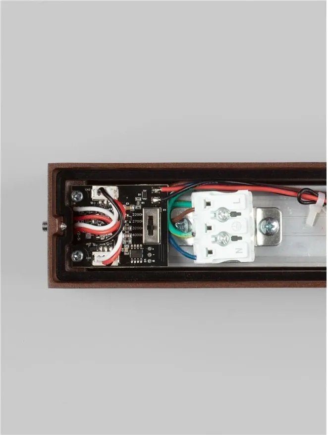 Aplica exterior corten liniara 22cm IP65 LED CCT PRISMATIC