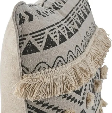 Pernă decorativă ethnic din in și bumbac, 45×45 cm, „Blanco"
