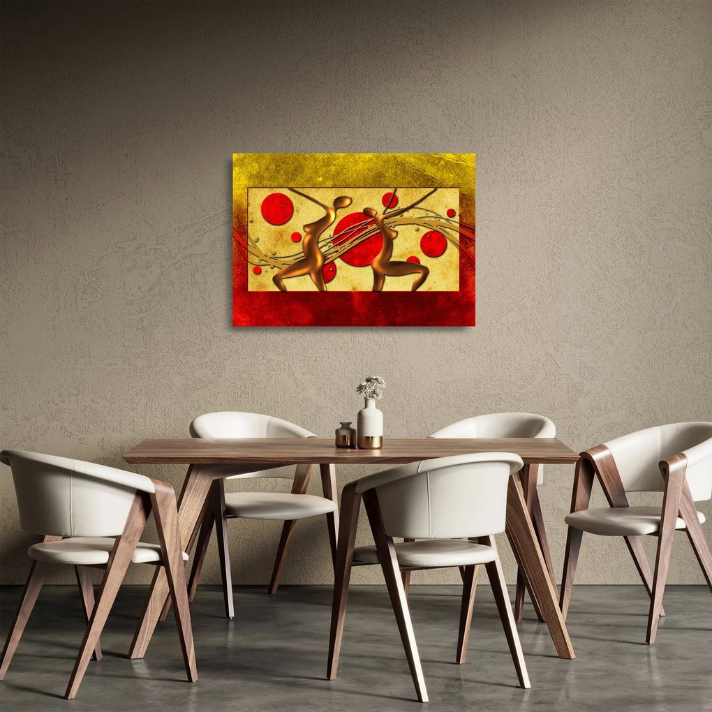 Tablou pe sticlă abstract cu două femei (70x50 cm)