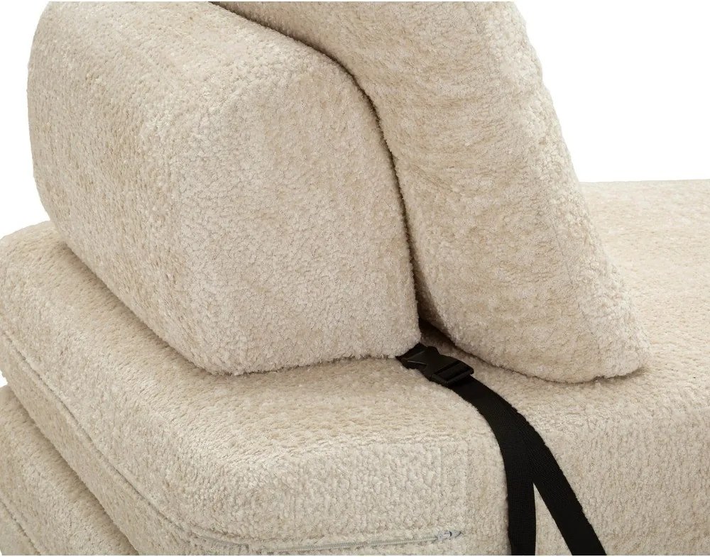 Fotoliu alb extensibil cu tapițerie din țesătură bouclé Faster – Mauro Ferretti