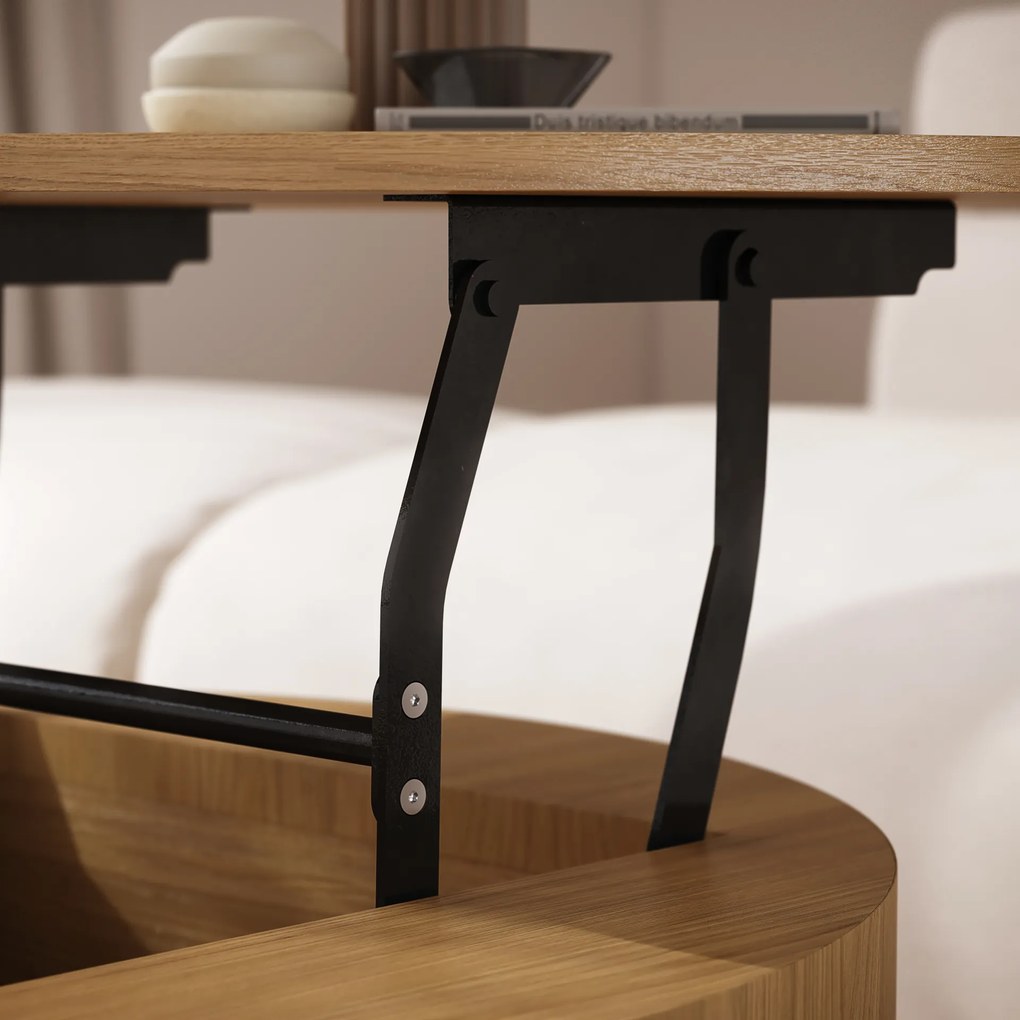 Mazzoni FRIDA Stejar Natural – MĂSUȚĂ DE CAFEA MODERNĂ CU BLAT RABATABIL ȘI SPAȚIU DE DEPOZITARE