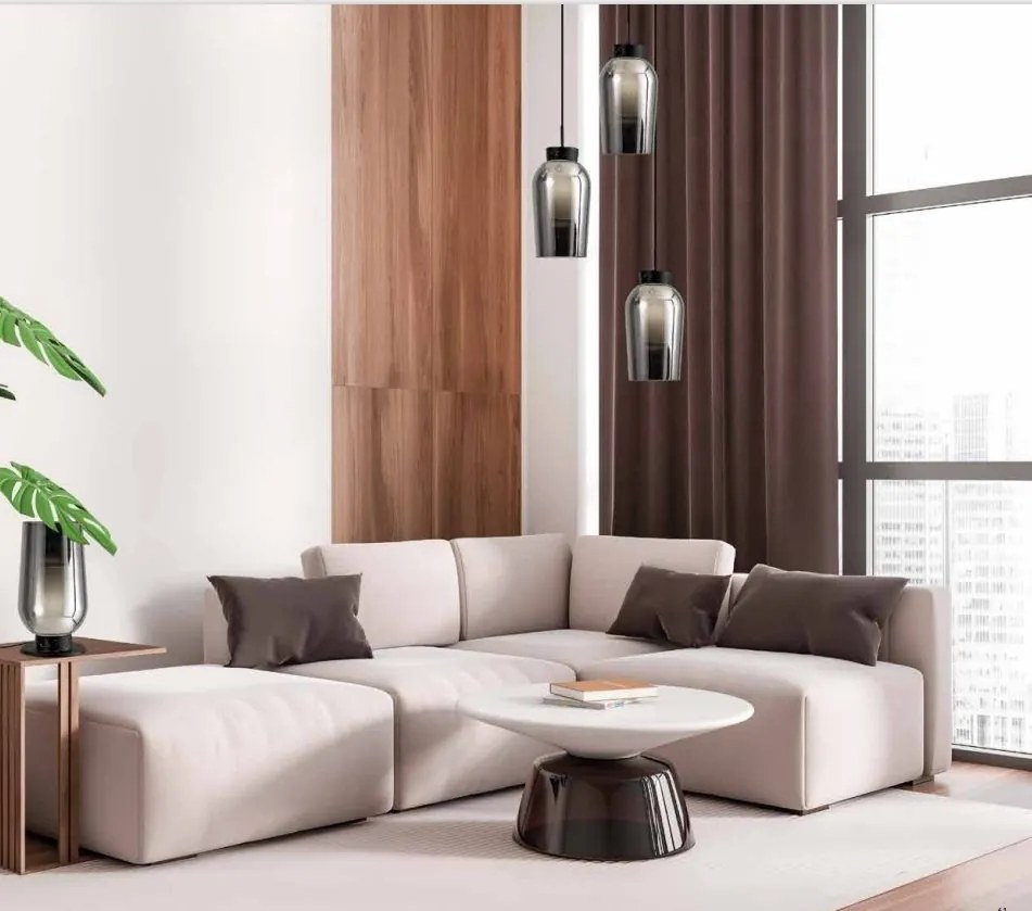 Lustra cu 3 pendule design modern Nora negru/ marmura neagra