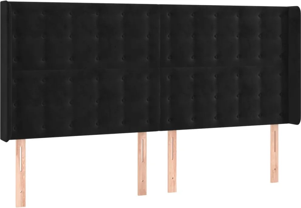 vidaXL Tăblie de pat cu aripioare, negru, 203x16x118/128 cm, catifea